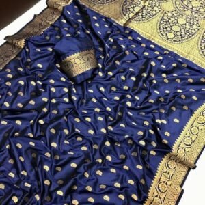 Blue Wedding Zari Border Soft Silk Saree