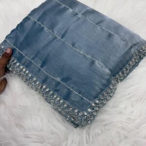 Bluish Grey Jimmy Choo Handwork Saree