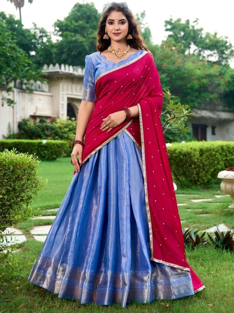 blue zari work kanchipuram leh 1728651046 Blue Zari Work Kanchipuram lehenga
