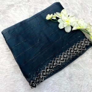 Blue Zimmy Choo Burberry Sequence Silk Saree