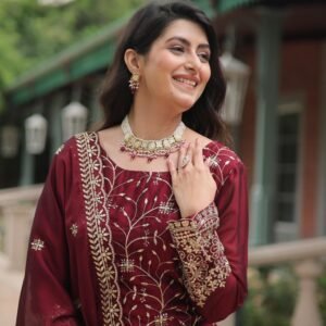 Bold Beautiful Red Designer Kurti Palazzo Dupatta