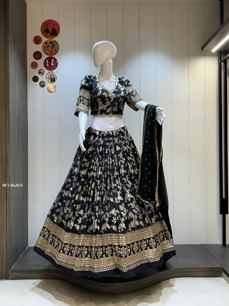 bold black gold crush lehenga 1765275471 Bold Black Gold Crush Lehenga Choli