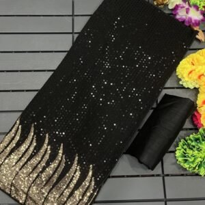 Bollywood BlockBuster 60 gram Georgette Black Sequence Saree