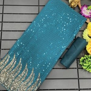 Bollywood BlockBuster 60 gram Georgette Rama Blue Sequence Saree