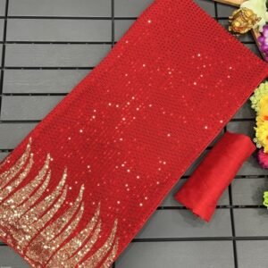 Bollywood BlockBuster 60 gram Georgette Red Sequence Saree