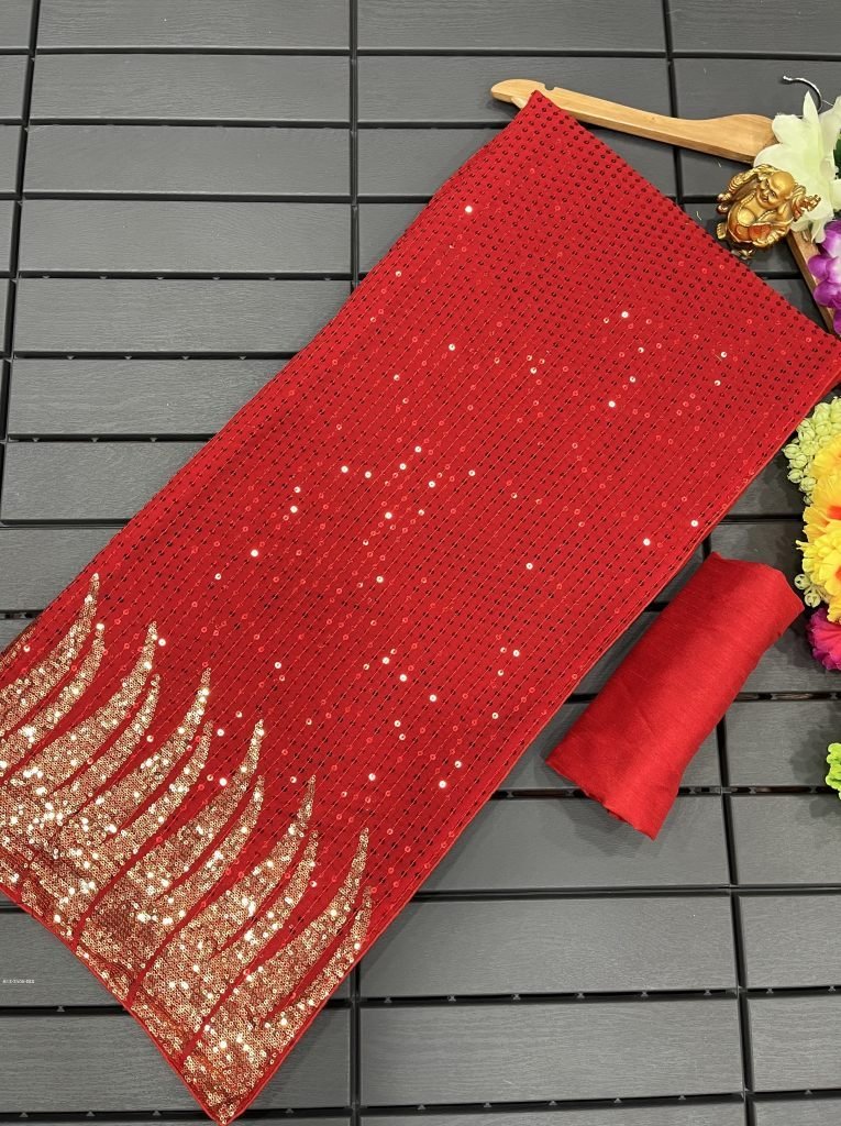 bollywood blockbuster 60 gram 1717764119 Bollywood BlockBuster 60 gram Georgette Red Sequence Saree