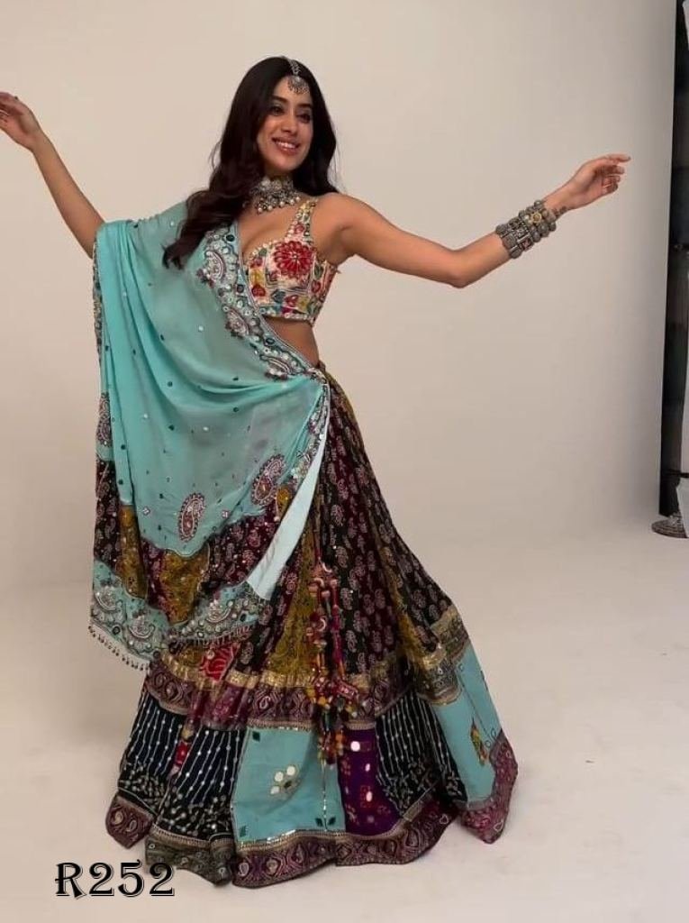 bollywood navratri special dig 1724927529 Bollywood Navratri Special Digital Printed Lehenga Choli With Real Mirror Work