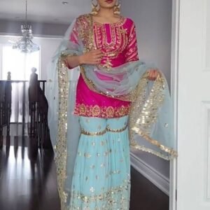 Bollywood Style Embroidered Sequence Work Faux Georgette Sharara Suits