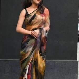 Bollywood Style Printed Organza Saree