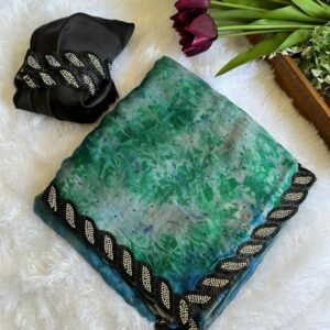 Bottle Green Bollywood Printed Chiffon Saree