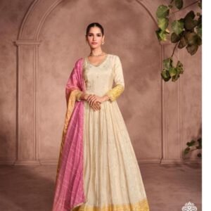 Branded Gunjan Wedding Pure Silk Anarkali Gown With Dupatta