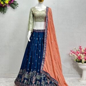 Bridal Wear Heavy Chinon Embroidered Work Lehenga Choli With Dupatta
