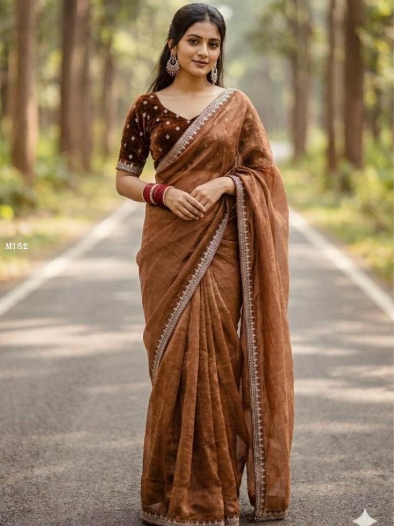 brown classic festive wear sar 1767266397 Brown Classic Festive Wear Saree with Elegant Border