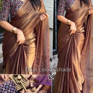 Brown New Collection Party Wear Pure Liquid Satin Saree