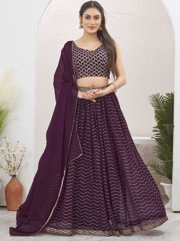 burgundy wine georgette readym 1714536995 Burgundy Wine Georgette Readymade Lehenga Choli for Mehendi Function