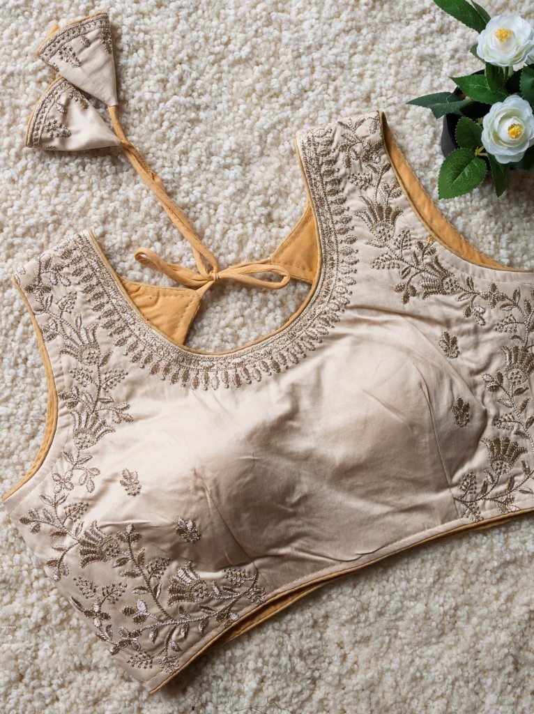 butter silk with sequence touc 1742981767 Butter Silk With Sequence Touch Cream Blouse