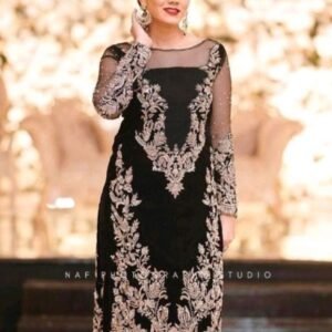 Butterfly Net Embroidered Top And Pant With Pearl Stone Work