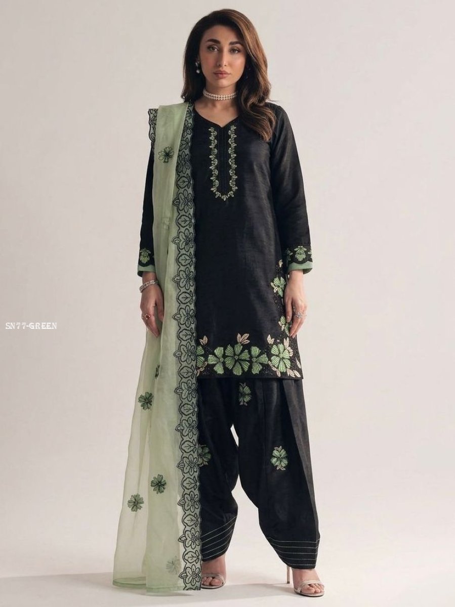 buy designer kurta set with he 1775736540 Buy Designer Kurta Set with Heavy Embroidery And Silk Dupatta Online