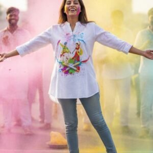 Buy Happy Holi Printed White Kurta