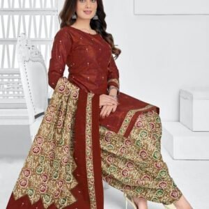 Buy Indian Wear Maroon Pure Cotton Ready Made Dress