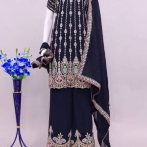 Buy New Fancy Black Georgatte Sharara Suit