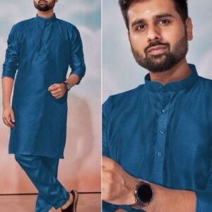 Buy Royal Blue Banglori Silk Mens Kurta Pant Set