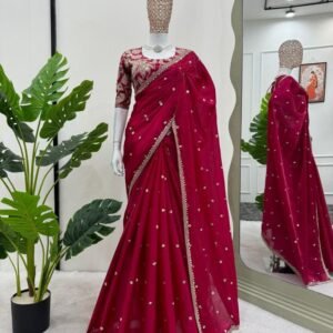 Cherry Exclusive Heavy Look Jimmy Chu Saree With Sequence Work