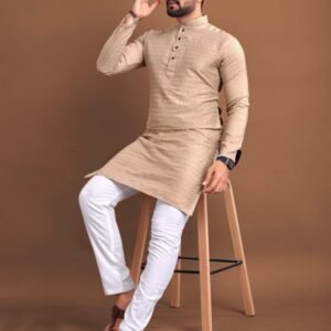 Chiku Poshak Soft Jacquard Buti Men Kurta With Pajama