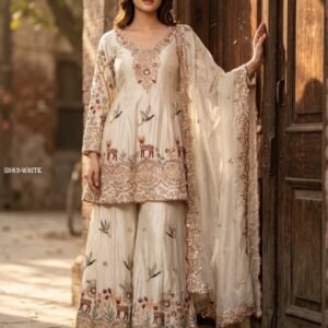Chinon Silk Sharara Suit With Sequence Work Dupatta For Women