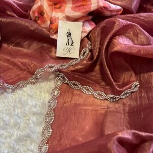 Classic Ajarak Print Elegant Pink Soft Tissue Silk Saree