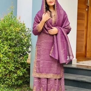 Classic Onion Colour KurtiSharara Set Perfect For Eid Festive