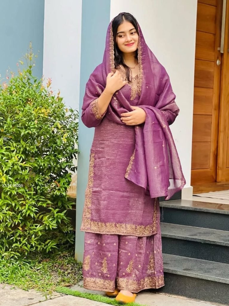 classic onion colour kurti sha 1740045085 Classic Onion Colour KurtiSharara Set Perfect For Eid Festive