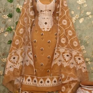 Coffee Designer Dhakai Jamdani Dress Material