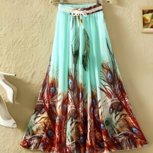 Colorful MorPankh Digital Print Silk Ladies Batali Skirt