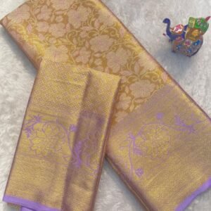 Contrast Gold Zari Rich Pallu kanjivaram silk saree