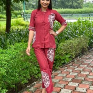 Cotton Co ord Set With Embroidery Work