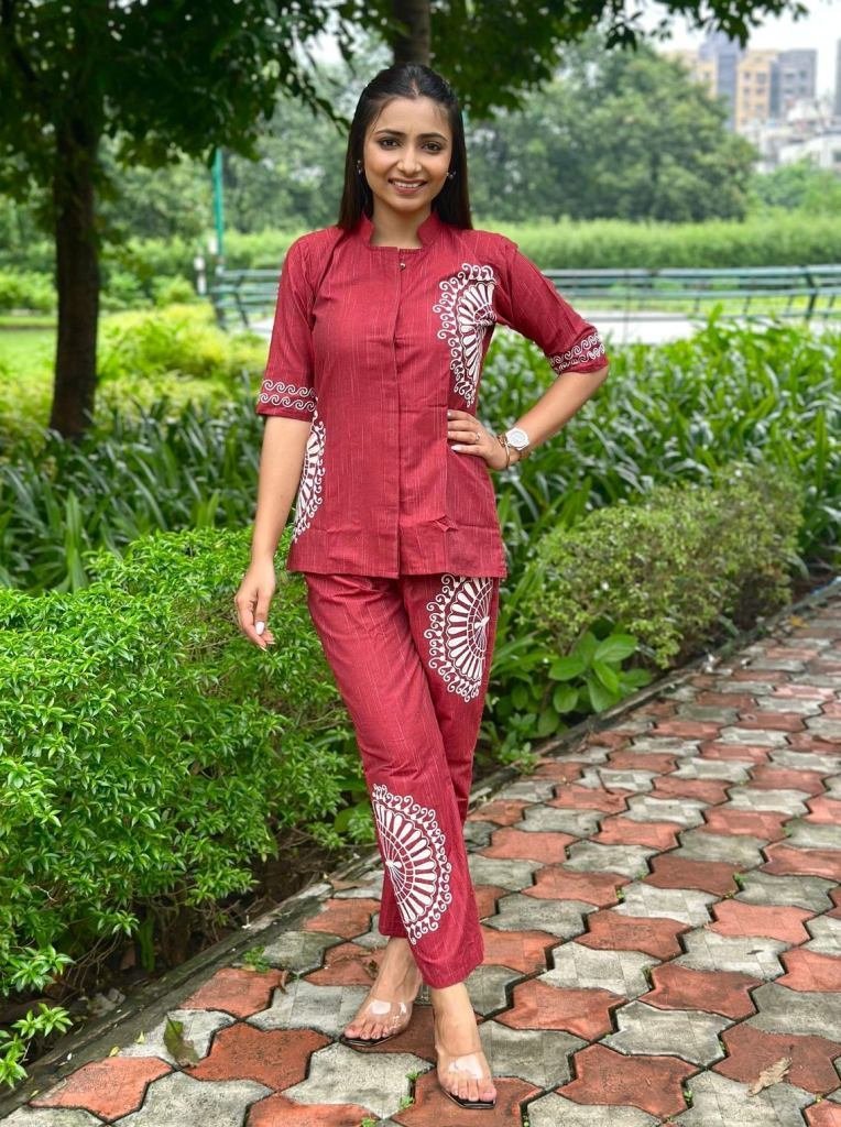 cotton co ord set with embroid 1747122291 Cotton Co ord Set With Embroidery Work