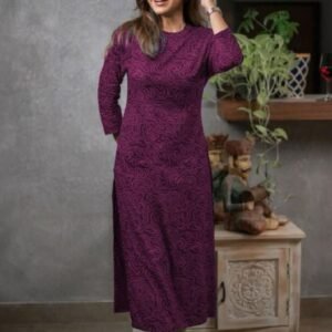 Cotton Printed Daily Wear Wine Kurti