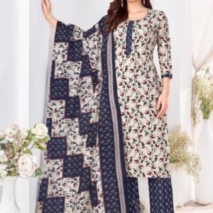 Cotton White Kurti Pant Set With Dupatta