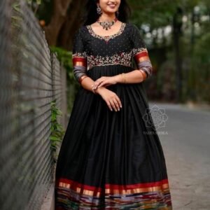 Cotton With Fancy Thread Work Printed Designer Anarkali Suit
