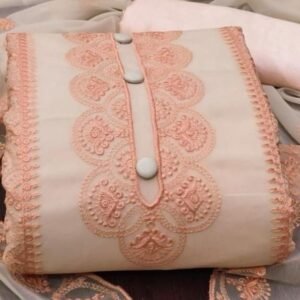 Cream Embroidered Unstitched Salwar Suit Set