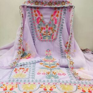 Cream Heavy Chain Stich Work Suits Material