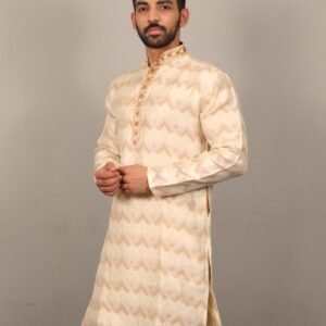 Cream Morpankh Soft J Card Men kurta with Payjama