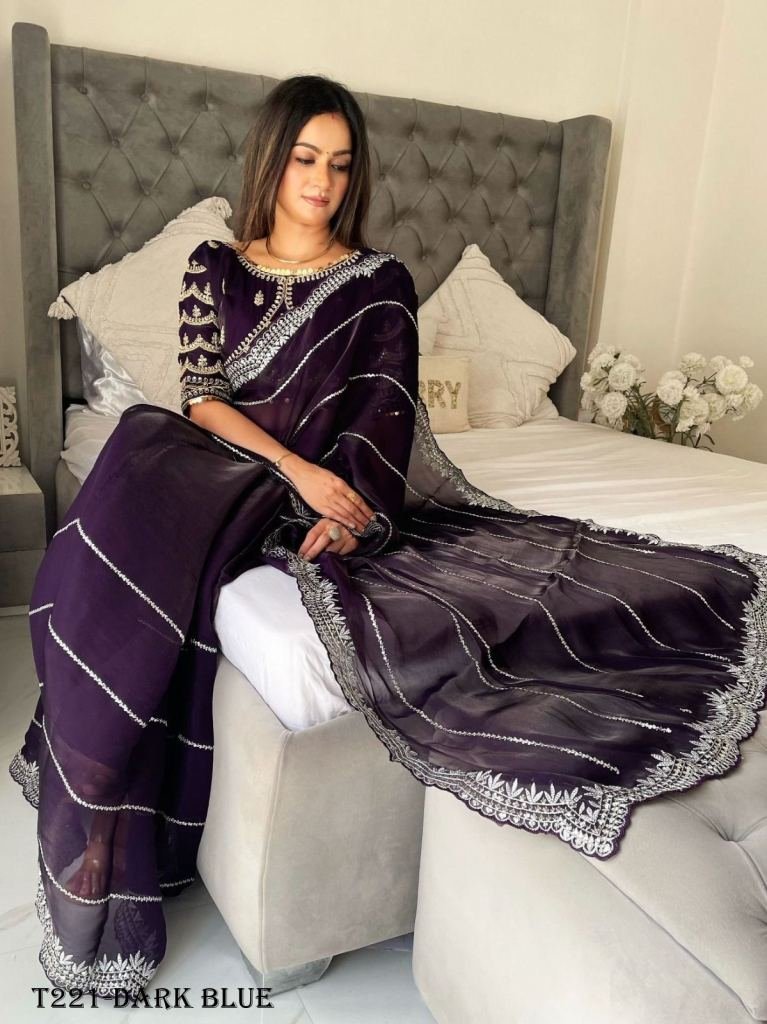 dark blue handwork pure zimmy 1720787211 Purple Handwork Pure Jimmy Choo Satin Saree