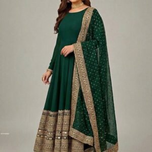 Dark Green Designer Anarkali Suit with Heavy Dupatta