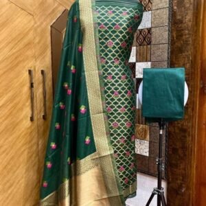 Dark Green Fancy Chanderi Salwar Suit Material