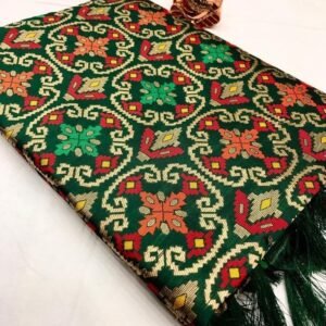 Dark Green Kamini Pure Soft Banarasi Patola Saree