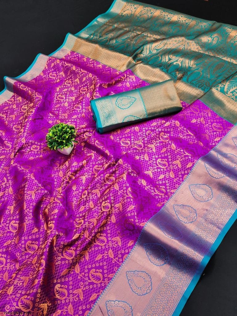 dark pink lichi silk saree wit 1718625586 Dark Pink Lichi Silk Saree With Zari Weaving For Womens Wear