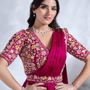 Dark Pink Saree With Designer Belt By Mohmanthan 24600 Series