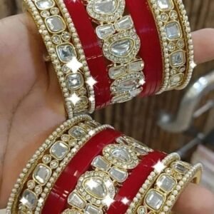 Dark Red With Stone Work Bangle